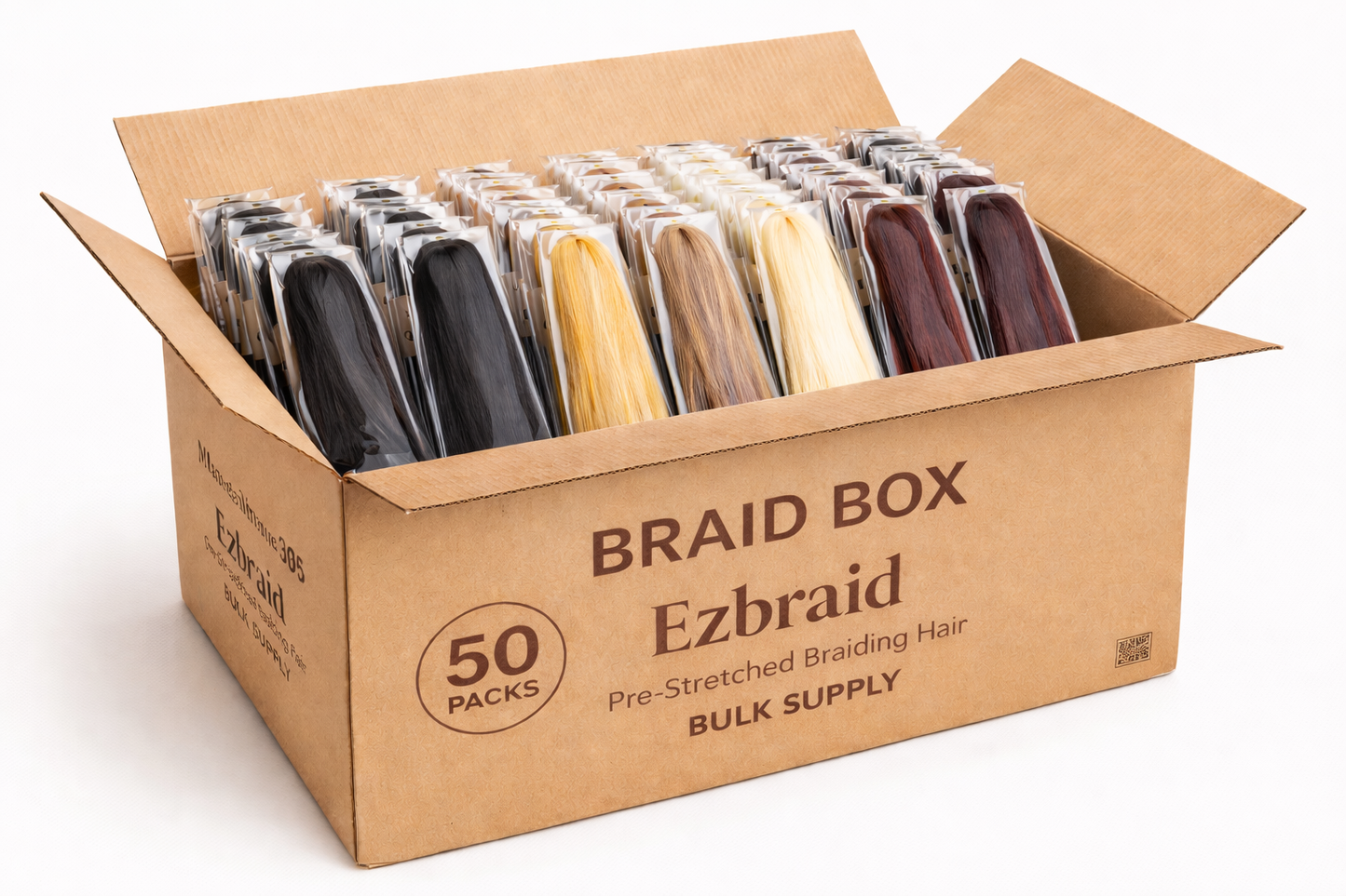 Wholesale Braid Boss Box – 50 Pack EZ Pre-Stretched Braiding Hair (26”)